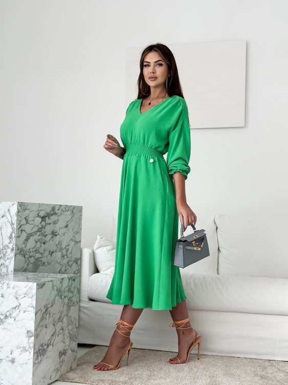 Bellissima 3/4-es ujjú maxi ruha, zöld