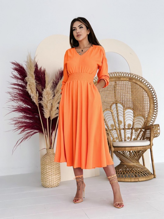 Bellissima 3/4-es ujjú maxi ruha, narancs